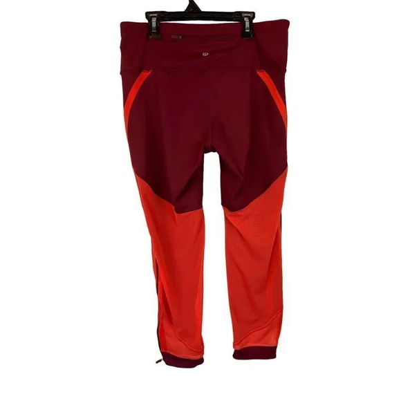 Lululemon Zip The Line Crop Deep Ruby  Coral Size 12 - Picture 6 of 16